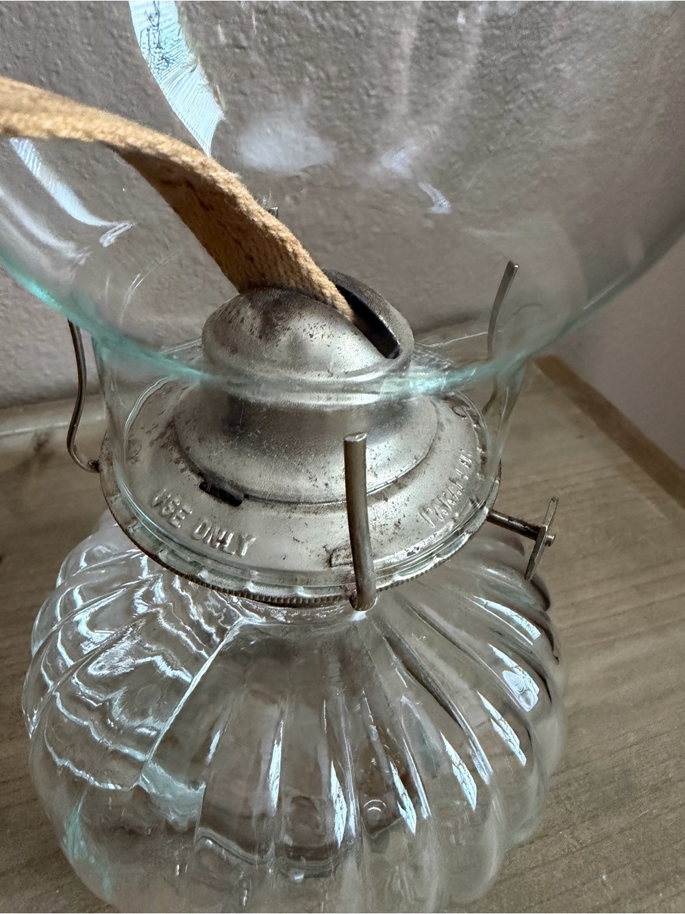 Clear Glass Oil Lamp with Ribbed Base - Picture 3 of 5